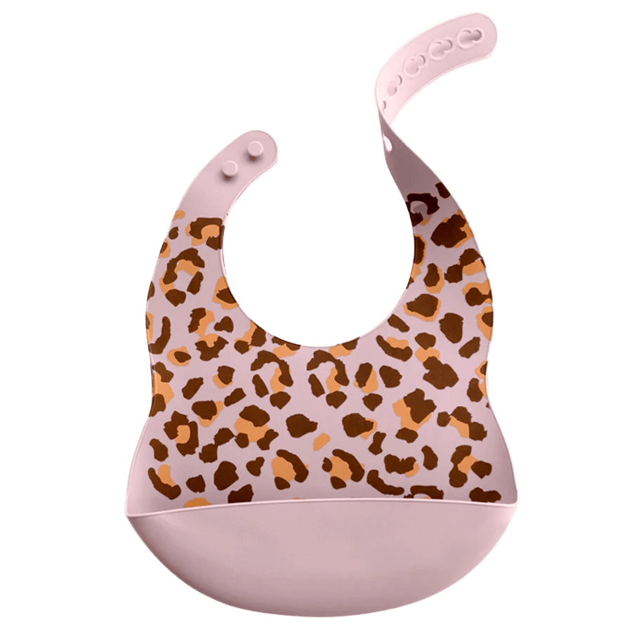 Hellrosafarbenes Baby-Lätzchen mit Leopardenmuster