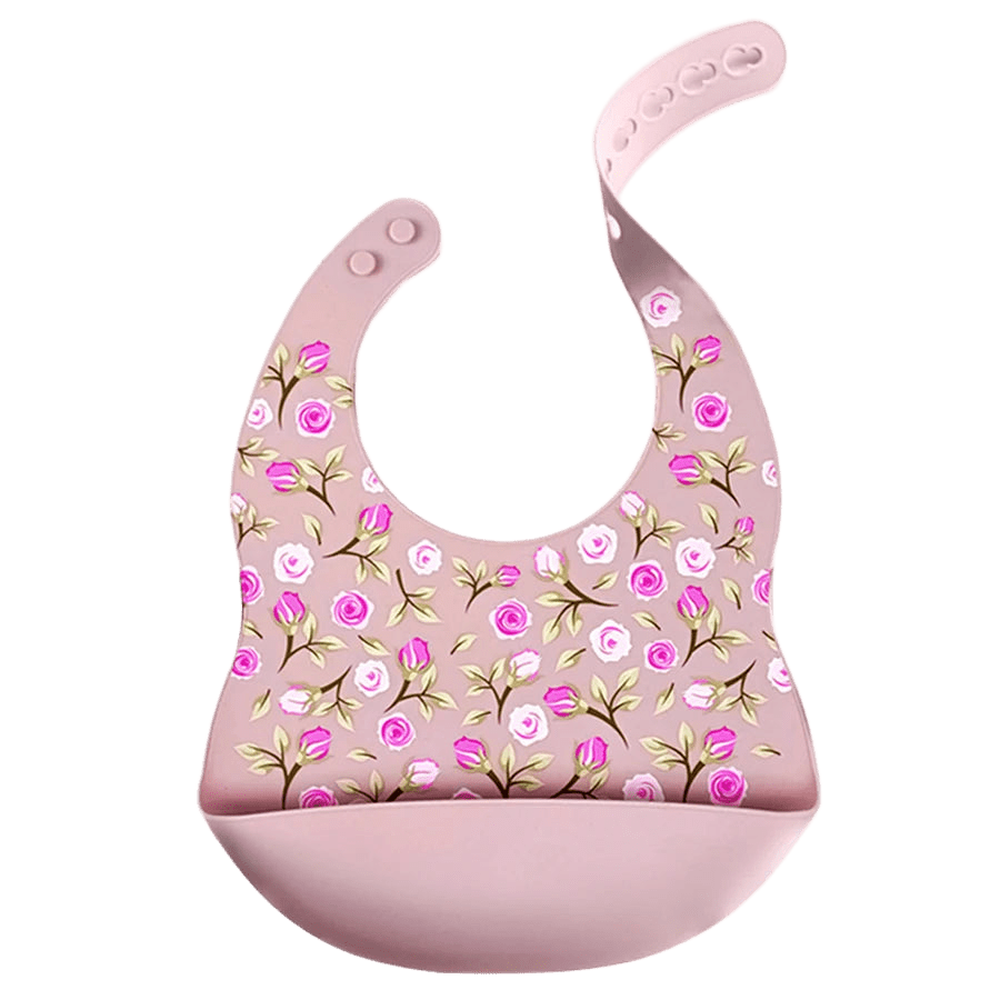 Rosafarbenes Baby-Lätzchen mit zarten Rosen