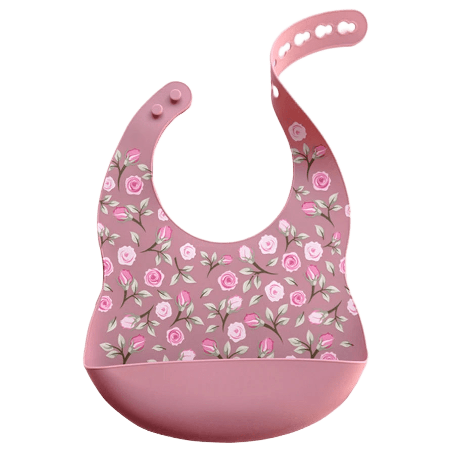 Rosafarbenes Baby-Lätzchen mit floralem Rosenmotiv