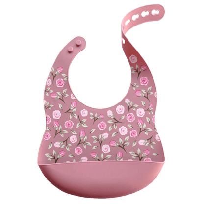 Rosafarbenes Baby-Lätzchen mit floralem Rosenmotiv